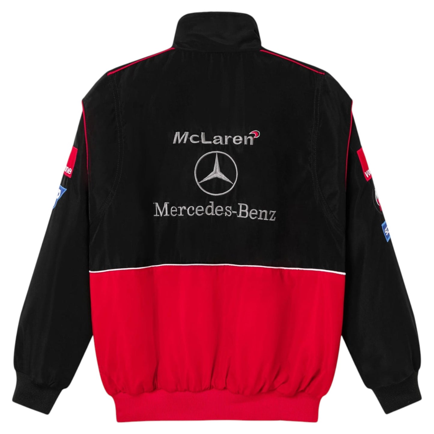 mercedes-benz mclaren embroidered f1 nascar vintage racing jacket - black/red