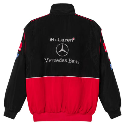 Mercedes-Benz McLaren Embroidered F1 Nascar Vintage Racing Jacket - Black/Red