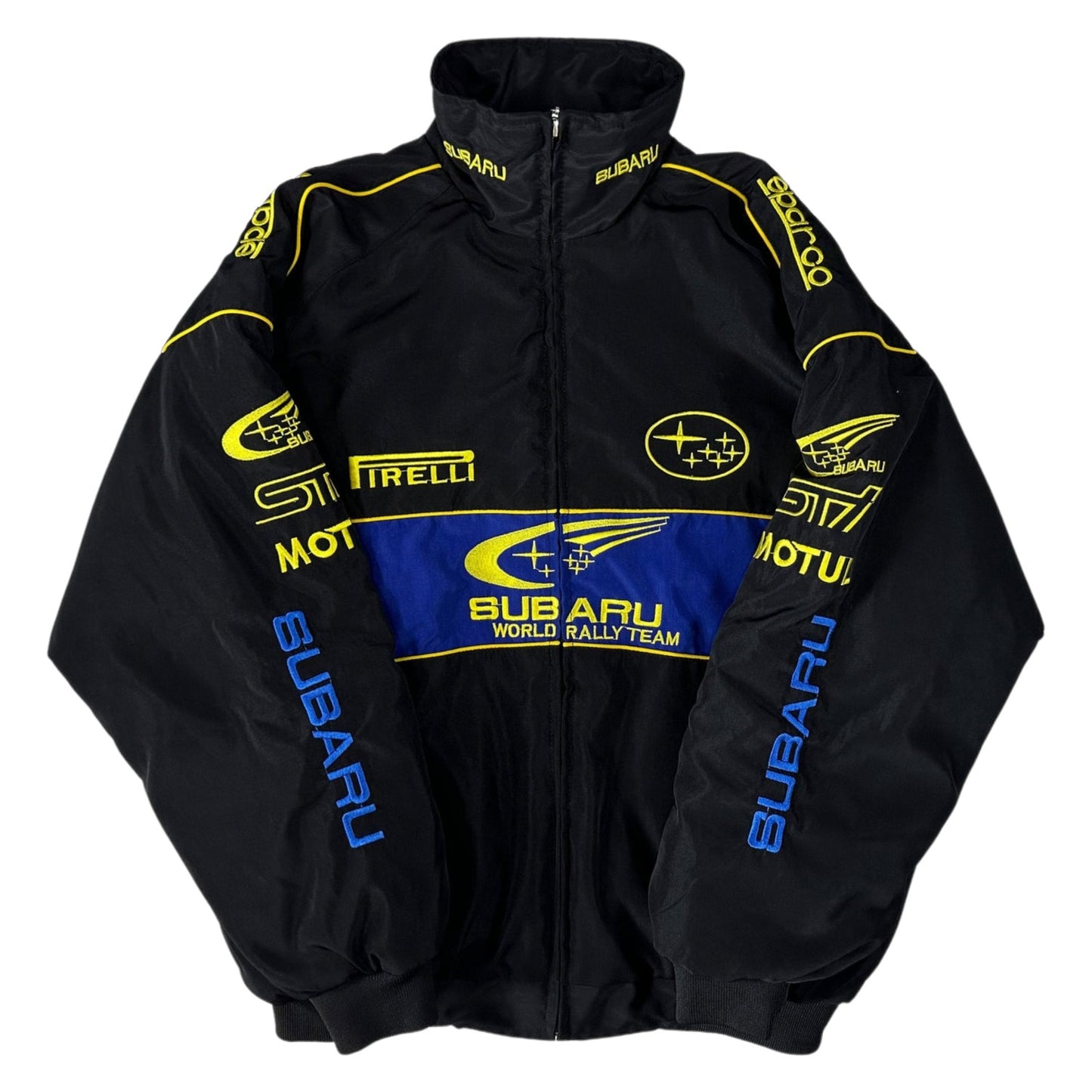 subaru embroidered f1 nascar vintage racing jacket - black