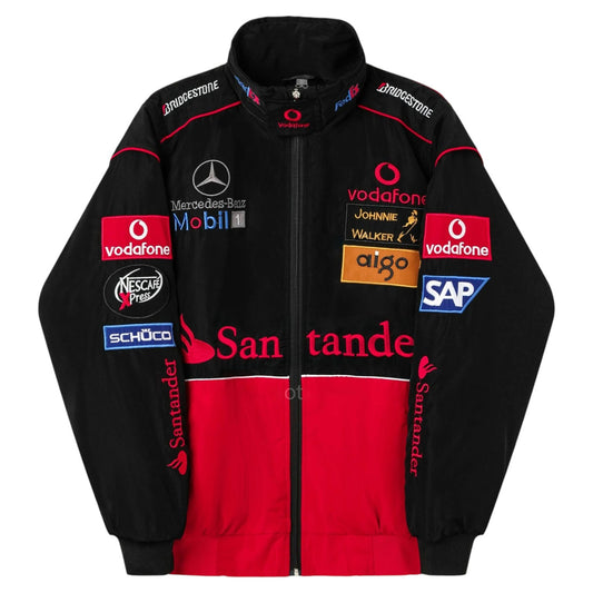 Mercedes-Benz McLaren Embroidered F1 Nascar Vintage Racing Jacket - Black/Red