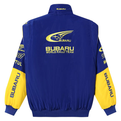 Subaru Embroidered F1 Nascar Vintage Racing Jacket - Blue/Yellow