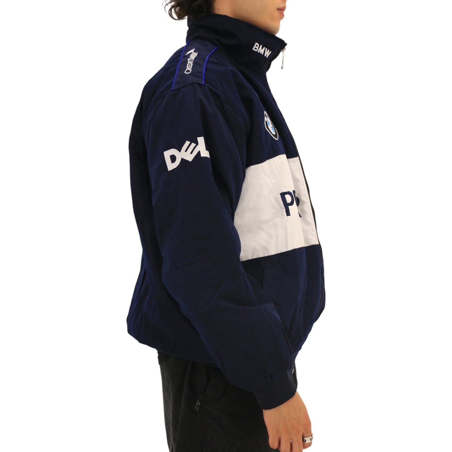 bmw embroidered f1 nascar vintage racing jacket - navy/white