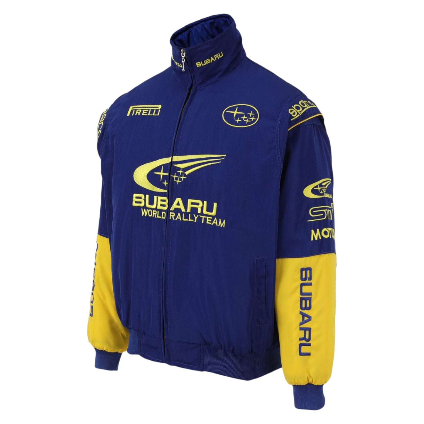 subaru embroidered f1 nascar vintage racing jacket - blue/yellow