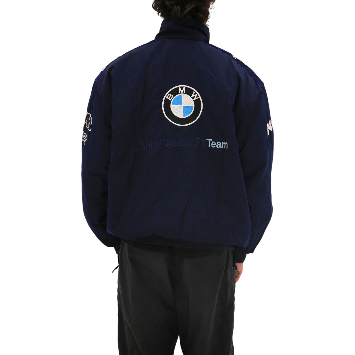 bmw embroidered f1 nascar vintage racing jacket - navy/white