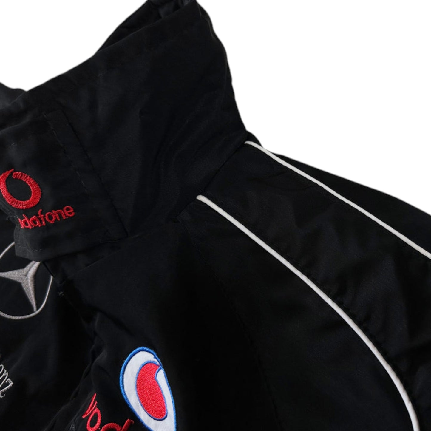 mercedes-benz embroidered f1 nascar vintage racing jacket - black