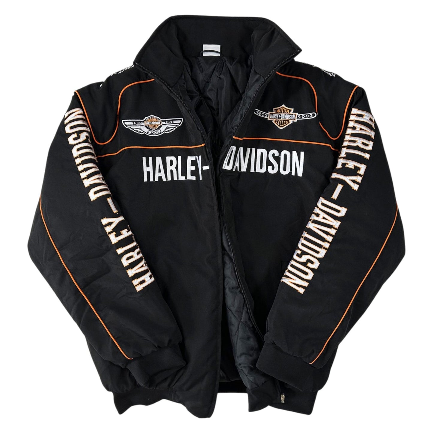 harley davidson embroidered f1 nascar vintage racing jacket - black