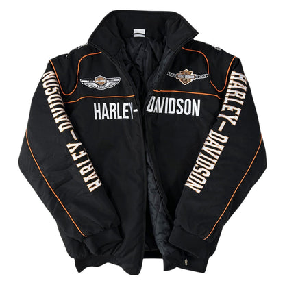 Harley Davidson Embroidered F1 Nascar Vintage Racing Jacket - Black