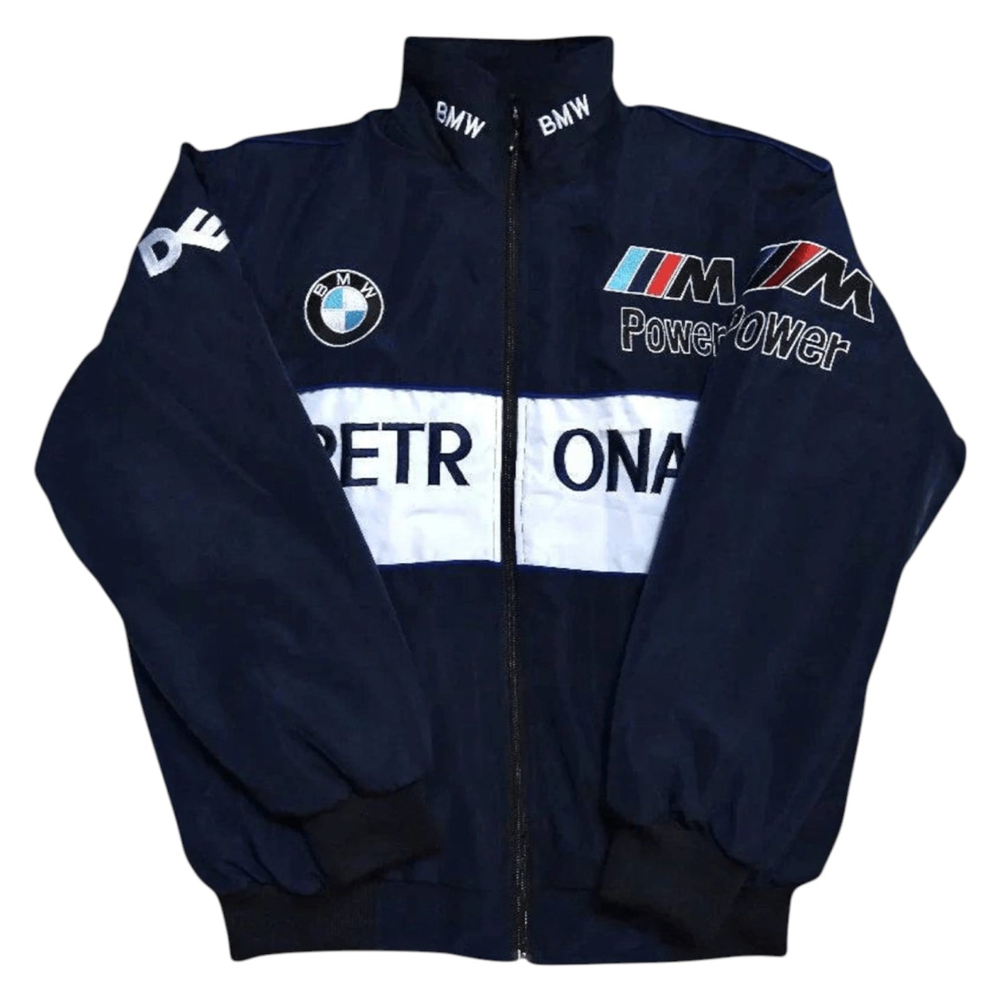 bmw embroidered f1 nascar vintage racing jacket - navy/white